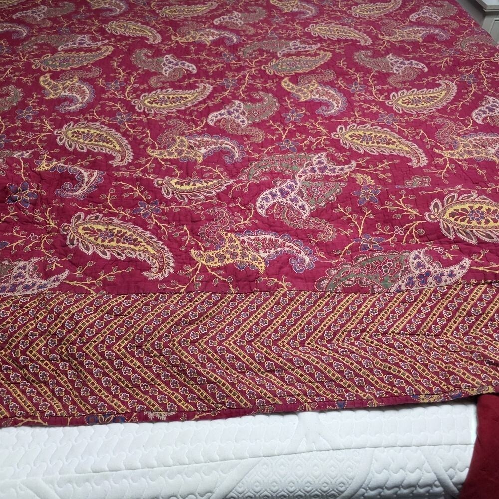 Noble Excellence Vintage Red Floral Patchwork Quilt King Size 108x94" - Picture 8 of 16